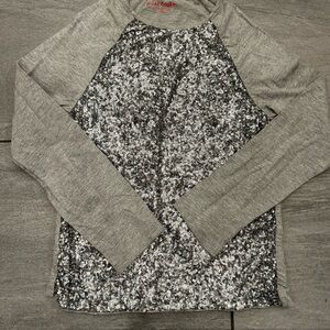 Mini Boden Gray and Silver Sequin Top